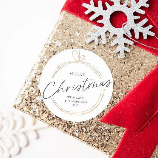 金ゴールドオーナメントエレガントメリークリスマス ラウンドシール