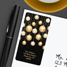 金ゴールドオーナメントオンブラッククリスマス差出人住所 ラベル