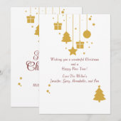 金ゴールドオーナメントクリスマスホリデーカード シーズンカード (正面/裏面)