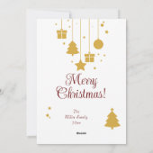 金ゴールドオーナメントクリスマスホリデーカード シーズンカード (裏面)