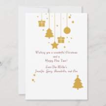 金ゴールドオーナメントクリスマスホリデーカード