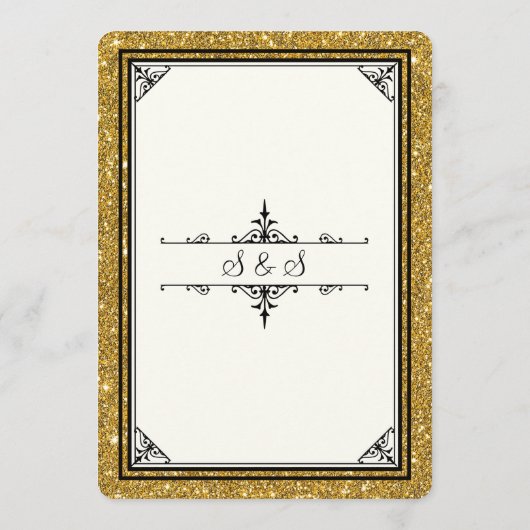 金ゴールドオーナメントストライプのグリッタークラシックエレガント メニュー (裏面)