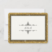 金ゴールドオーナメントストライプのグリッタークラシックエレガント 出欠カード (裏面)
