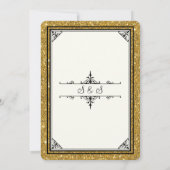 金ゴールドオーナメントストライプのグリッタークラシックエレガント 招待状 (裏面)