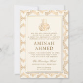 金ゴールドオーナメントパターンイスラムAqiqa Aqeqaベビー 招待状 (正面)