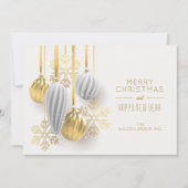 金ゴールドオーナメントビジネスサンキュークリスマス シーズンカード (正面)