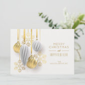 金ゴールドオーナメントビジネスサンキュークリスマス シーズンカード (スタンド正面)