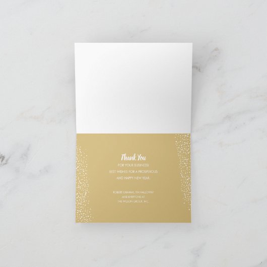 金ゴールドオーナメントビジネスサンキュークリスマス シーズンカード (内部)