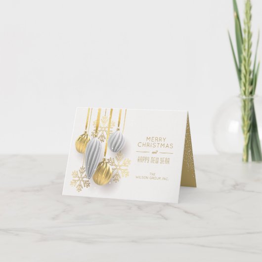 金ゴールドオーナメントビジネスサンキュークリスマス シーズンカード (正面)
