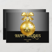 金ゴールドオーナメントホリデークリスマスカード シーズンカード (正面/裏面)