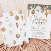 金ゴールドオーナメントホリデークリスマスパーティー 招待状