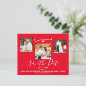 金ゴールドオーナメントホリデー写真ウェディング日付を保存 (スタンド正面)