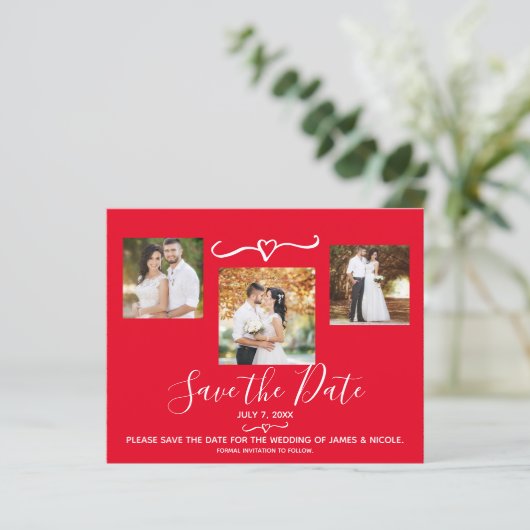 金ゴールドオーナメントホリデー写真ウェディング日付を保存 (スタンド正面)