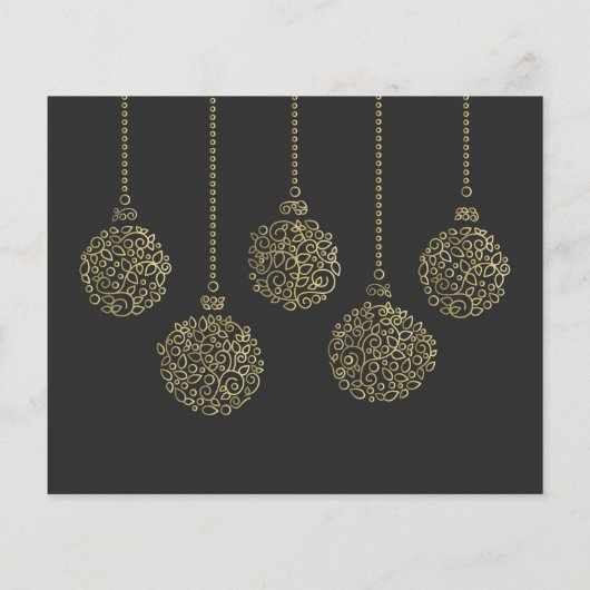 金ゴールドオーナメントホリデー写真ウェディング日付を保存 (裏面)