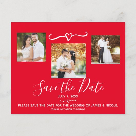 金ゴールドオーナメントホリデー写真ウェディング日付を保存 (正面)