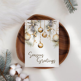 金ゴールドオーナメントホワイトホリービジネスクリスマスカード