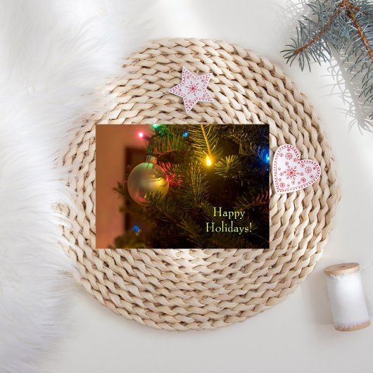 金ゴールドオーナメントボーブルツリーライトクリスマス シーズンカード