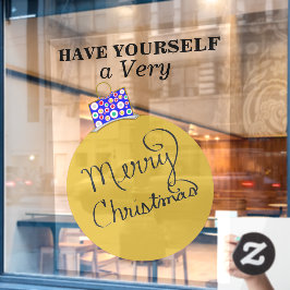 金ゴールドオーナメントボールメリークリスマス ウィンドウサイン