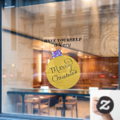 金ゴールドオーナメントボールメリークリスマス ウィンドウサイン (カフェ窓)