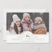 金ゴールドオーナメントメリークリスマス書道コラージュ シーズンカード (正面)