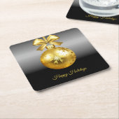 金ゴールドオーナメント休日 スクエアペーパーコースター (アングル)