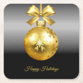 金ゴールドオーナメント休日 スクエアペーパーコースター (正面)