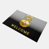 金ゴールドオーナメント休日 ドアマット (アングル)