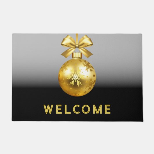 金ゴールドオーナメント休日 ドアマット (正面)