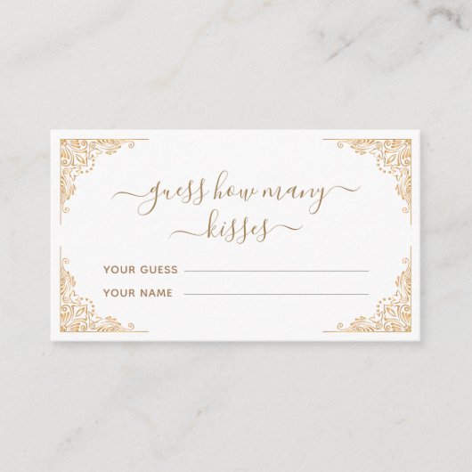 金ゴールドオーナメント推測何人のキスブライダルゲーム エンクロージャーカード (正面)