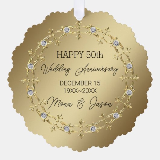 金ゴールドオーナメント(結婚ダイヤモンド記念日) オーナメントカード (正面)