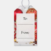 金ゴールドオーナメント,赤オーナメント,クリスマス,グリッター ギフトタグ (正面)