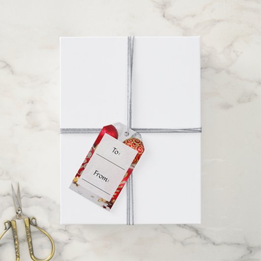 金ゴールドオーナメント,赤オーナメント,クリスマス,グリッター ギフトタグ (より糸付き)