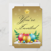 金ゴールドオーニメカスタムンタル、5インチx 7インチ招待状 招待状 (正面)