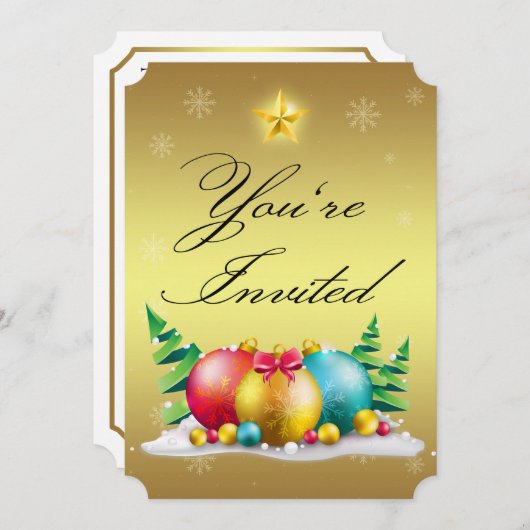 金ゴールドオーニメカスタムンタル、5インチx 7インチ招待状 招待状 (正面/裏面)