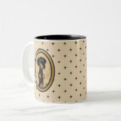 金ゴールドオーバルダックスシュントポートレート（黒とタン） ツートーンマグカップ (正面左)