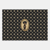 金ゴールドオーバルダックスシュントポートレート(黒とタン) ラッピングペーパーシート (正面3)