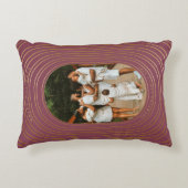 金ゴールドオーバルフレームカスタムフォトファミリークリスマス アクセントクッション (正面)