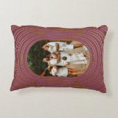 金ゴールドオーバルフレームカスタムフォトファミリークリスマス アクセントクッション (裏面)