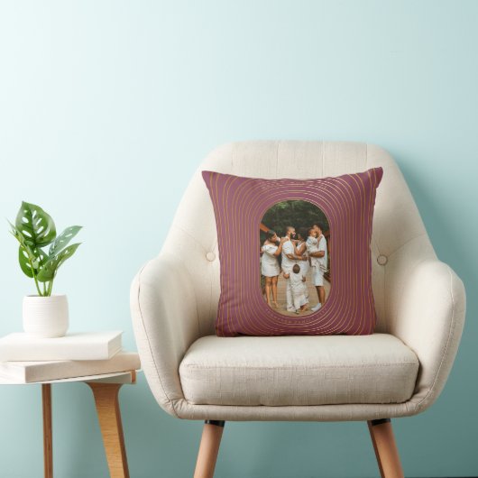 金ゴールドオーバルフレームカスタムフォトファミリークリスマス クッション (椅子)