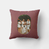 金ゴールドオーバルフレームカスタムフォトファミリークリスマス クッション (裏面)