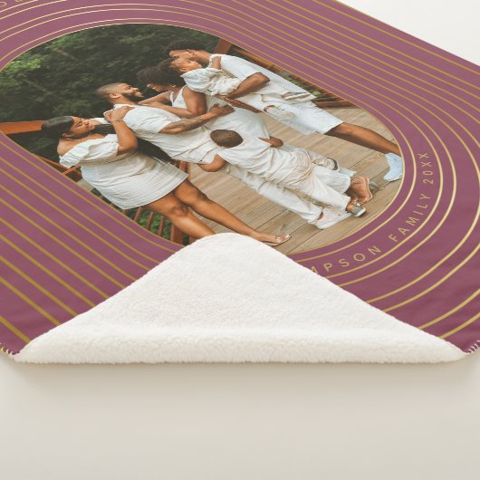 金ゴールドオーバルフレームカスタムフォトファミリークリスマス シェルパブランケット (3/4)