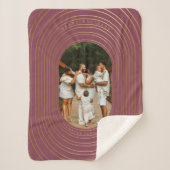 金ゴールドオーバルフレームカスタムフォトファミリークリスマス シェルパブランケット (正面)