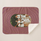 金ゴールドオーバルフレームカスタムフォトファミリークリスマス シェルパブランケット (正面(横))