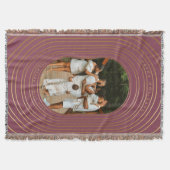 金ゴールドオーバルフレームカスタムフォトファミリークリスマス スローブランケット (正面)