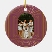 金ゴールドオーバルフレームカスタムフォトファミリークリスマス セラミックオーナメント (裏面)