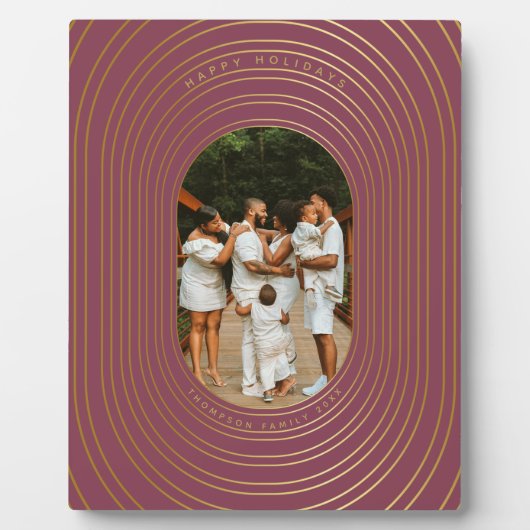 金ゴールドオーバルフレームカスタムフォトファミリークリスマス フォトプラーク (正面)