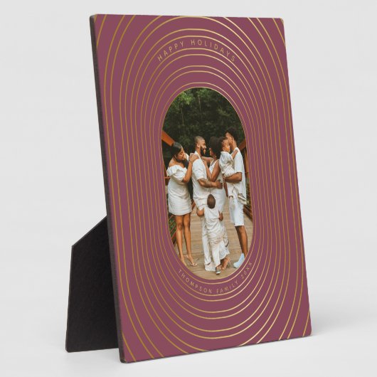 金ゴールドオーバルフレームカスタムフォトファミリークリスマス フォトプラーク (側面)