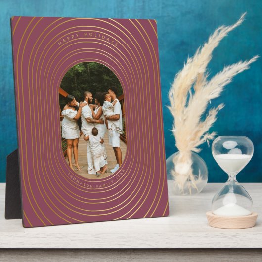 金ゴールドオーバルフレームカスタムフォトファミリークリスマス フォトプラーク (側面)