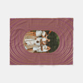 金ゴールドオーバルフレームカスタムフォトファミリークリスマス フリースブランケット (正面(横))