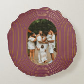 金ゴールドオーバルフレームカスタムフォトファミリークリスマス ラウンドクッション (裏面)